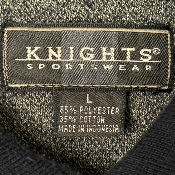 Knights Sportswear Polo Sweater Mens L Grey Striped Long Sleeve Knit Pullover - Picture 2 of 6